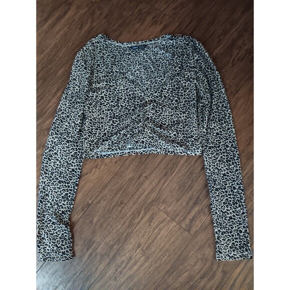 Shein leopard print cropped long sleeve shirt size xlarge 12 - Picture 1 of 3